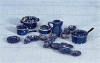 Blue Enamel Miniature Cook Set