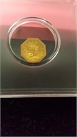 1852 California 1/2 Fractional Gold Coin w / Bear