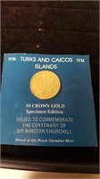 1974 Turks & Caicos Islands 50 Crown Gold Coin