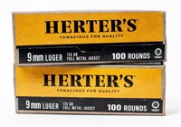 Ammo 9MM Luger 200 Rounds Factory Herter's