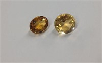 2pc Large Citrine, round, oval 19.11cttw