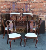 Queen Anne Dining Table w/ 6 chairs and pad