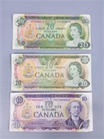 Canadian Collectable $10 & $20 Dollar Bills