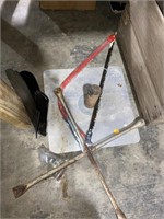 Saw, tire iron and misc