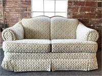 Floral Fabric Wood Back Loveseat 62” x 40” x 37”