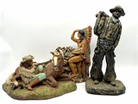 (2) Cowboy Figures and (1) Native American Figure