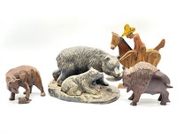 Metal and Wood Figures : Bears, Buffalo, Cowboy