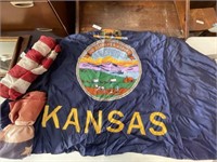 Kansas Flag and American Flags