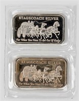 Coin 2 - 1 Troy Ounce Ea. .999 Fine Silver Bars