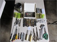 An Assorted Lot of Drill Bits, Tools, Hardware