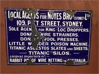 Noyes Bros Pitt St Sydney Enamel Sign