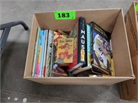 BOX OF MISC. BOOKS- CHILDRENS- MEN OF STEEL