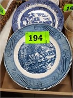 ORIENTAL BLUE CHINA PCS. CURRIER & IVES STONEWARE
