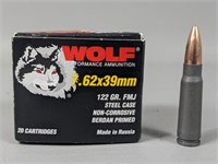 Wolf 7.62 x 39mm 122 Gr. FMJ (20 Cartridges)
