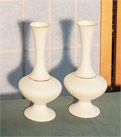 2 Lenox  small matching bud vases 7 inches tall
