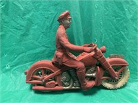VINTAGE RUBBER AUBURN POLICE MOTORCYCLE TOY