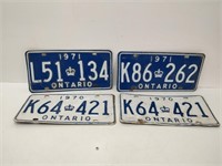 1971 and 1970 Ontario license plate pairs
