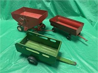 GROUP OF 3 MIX STEEL WAGONS / IMPLAMENTS / NYLINT