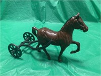 CAST IRON HORSE AND CAST IRON SULKY TOY