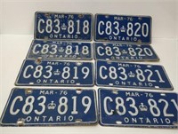 4 sets of 1974 Ont. license plate pairs