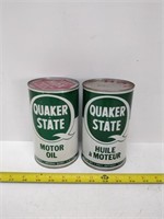 2 Quaker State oil tins - full