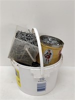 container of 1" spiral nails, 2" spiral nails, etc
