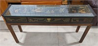 Asian inspired sofa table with one drawer and