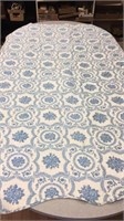 Blue print quilt- scalloped edge-approx 7ft x 5