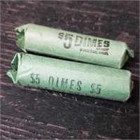 (2) Rolls Roosevelt Dimes Late 60's Early 70s