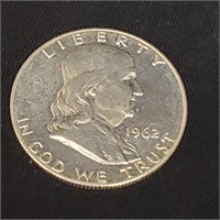 1962 Ben Franklin Silver Half Dollar