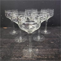 (6) Stemmed Etched Coupe Glasses