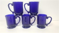 (4) Cobalt Blue Footed Mugs *