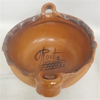 Terracotta Two Handled Bowl Signed Rosita