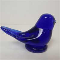 Blue Fenton Glass Bird Signed Leo Ward