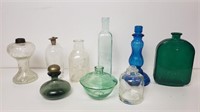 Old Glass Bottles, Oil Lamp Base, Misc