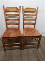 (2) Wooden High Back Dining Room Chairs