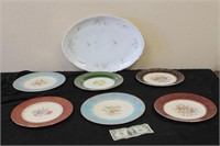 Old China Platter & Pretty Decorative Plates