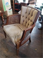 Mid Cntury Tufted Cane Accent Chair *