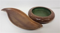 Sequoia Round Wood Bowl And Unmarked Leaf