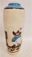 Mexican Pottery Vase Signed 8"