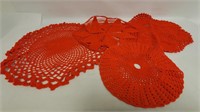 (4) Large Red Doilies