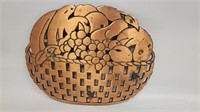 Vtg Cast Iron & Copper Fruit Basket Trivet