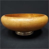 Vintage Wooden Bowl with Sterling Base