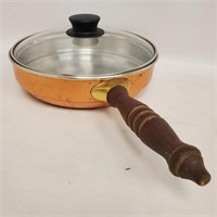 Copper Frying Pan With Wooden Handle Cookware
