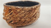 Small Copper Basket Weave Design Bowl