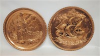 2 Lombard England Hammered Copper Plates