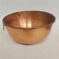 Vtg 7.5"  Copper Mixing Bowl Brass Ring Rolled Lip