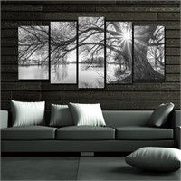 Black and white sun paintingCanvas / Un Framed