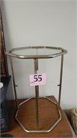 BRASS AND GLASS END TABLE 24X16