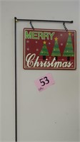 "MERRY CHRISTMAS" METAL LAWN SIGN 35 IN